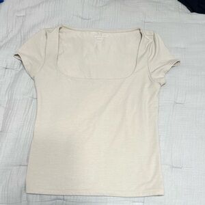 American Eagle Outfitters Beige Short Sleeve Top